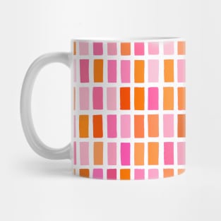 Pink and Orange, Sketchy, Block Pattern Mug